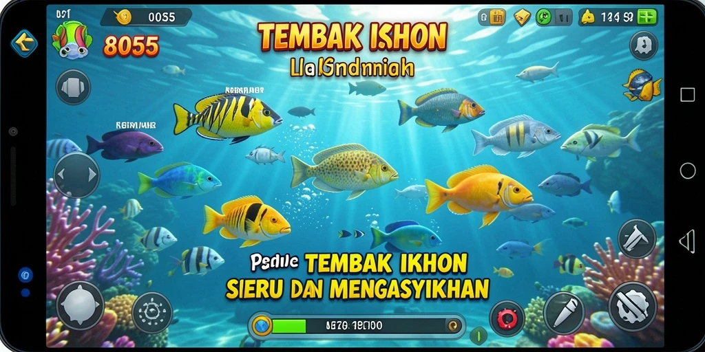 Tampilan gameplay 8055 dengan aksi tembak ikan yang seru.