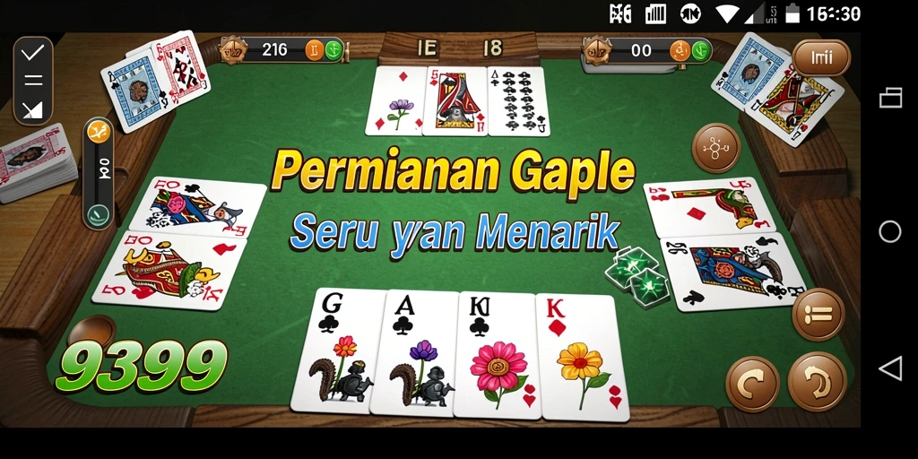 Tampilan screenshot utama 9399 yang memperlihatkan gameplay Gaple.