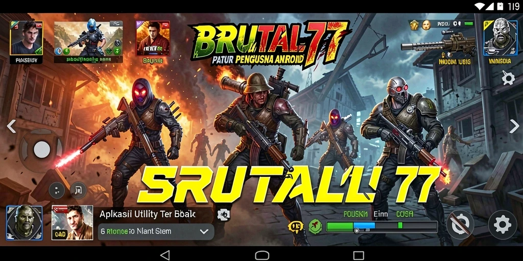Tampilan utama aplikasi BRUTAL77 yang menunjukkan fitur Utility yang lengkap.