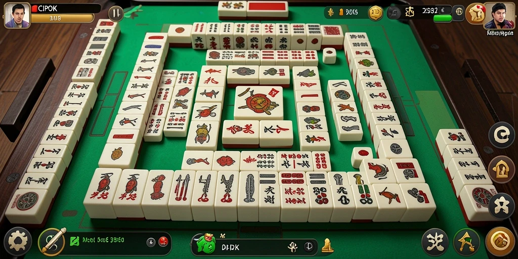 Gameplay CIPOK yang menyenangkan dengan berbagai ubin Mahjong.