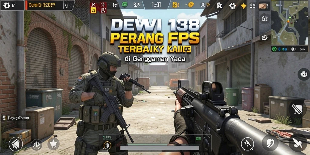 Tangkapan layar DEWI138 menampilkan aksi pertempuran intens dan momen strategis dari gameplay FPS.
