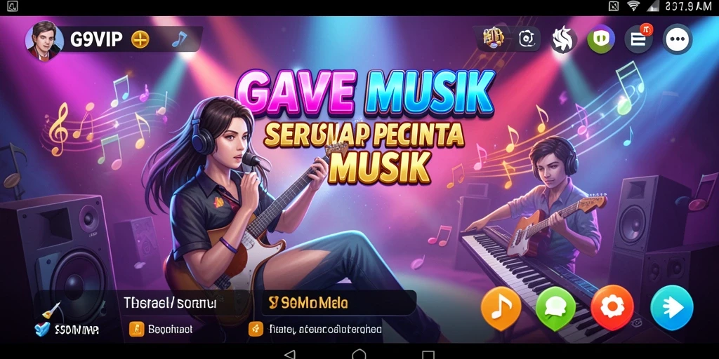 Tampilan gameplay G9VIP dengan berbagai musik interaktif yang menyenangkan.