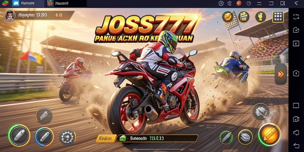 Screenshot JOSS777 menampilkan aksi balap motor yang mendebarkan.