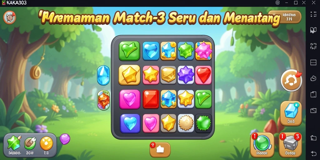 Tampilan seru gameplay KAKA303 dengan berbagai objek warna-warni.