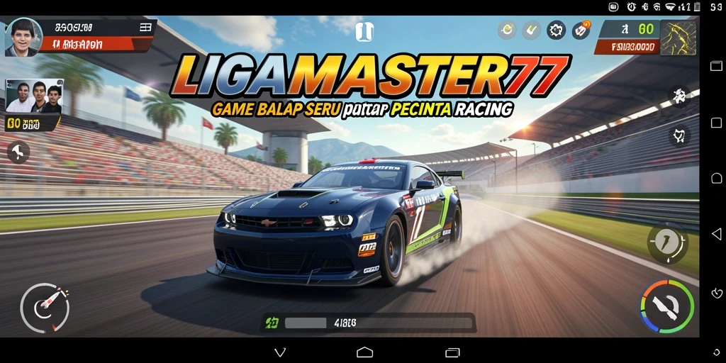 Tampilan gameplay balapan seru di LIGAMASTER77 dengan grafis berkualitas tinggi.