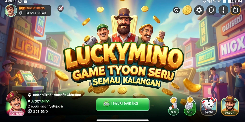 Screenshot utama LUCKYMINO menampilkan pengalaman gameplay Tycoon yang mendebarkan.
