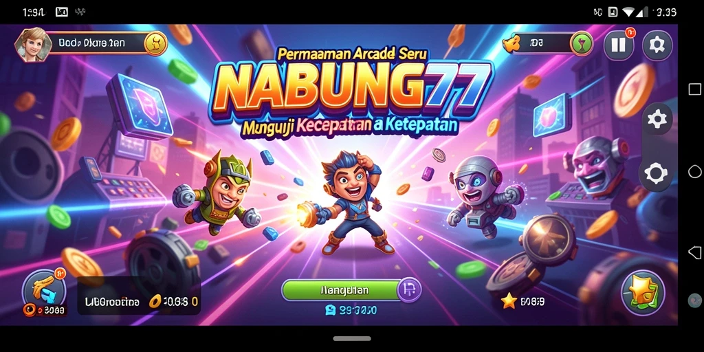 Tangkapan layar NABUNG77 menunjukkan keseruan gameplay Arcade yang mendebarkan.