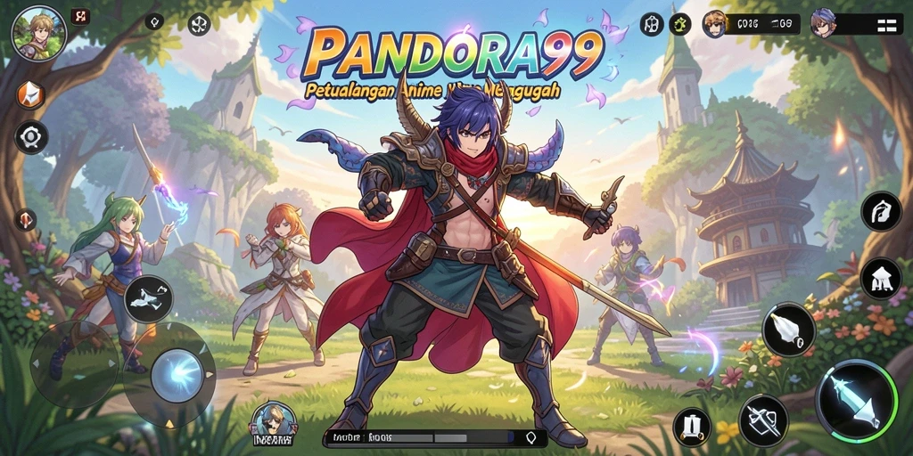 Screenshot PANDORA99 menunjukkan karakter Anime beraksi dalam pertempuran yang seru.