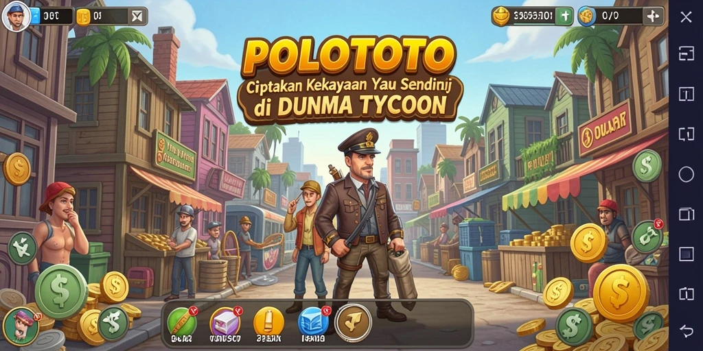 Tampilan gameplay menarik dari POLOTOTO dengan berbagai aktivitas Tycoon.
