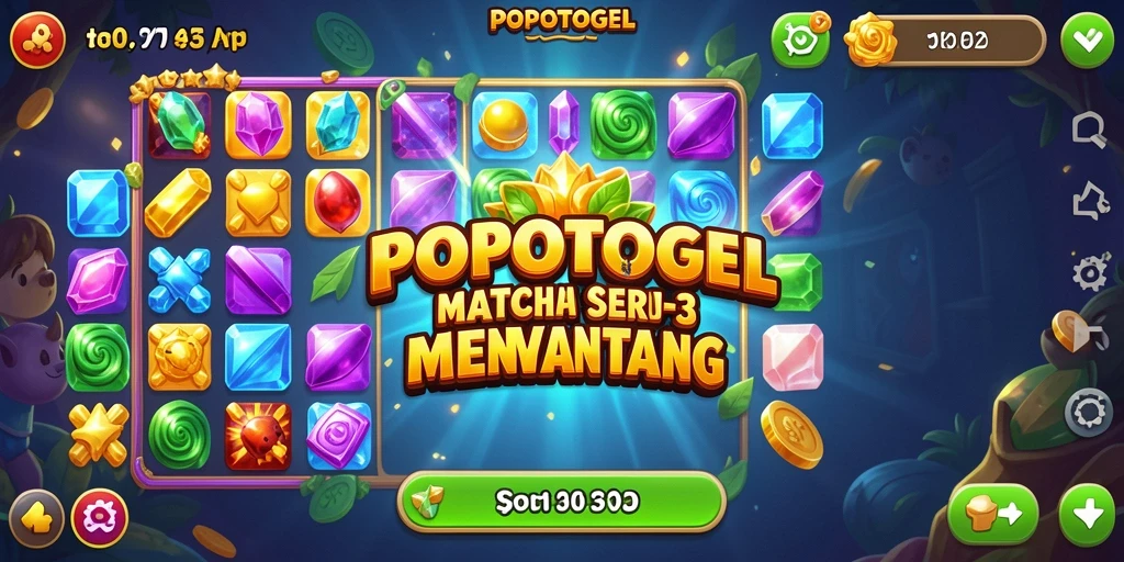 Tampilan seru gameplay Match-3 dengan kombinasi objek yang menarik.