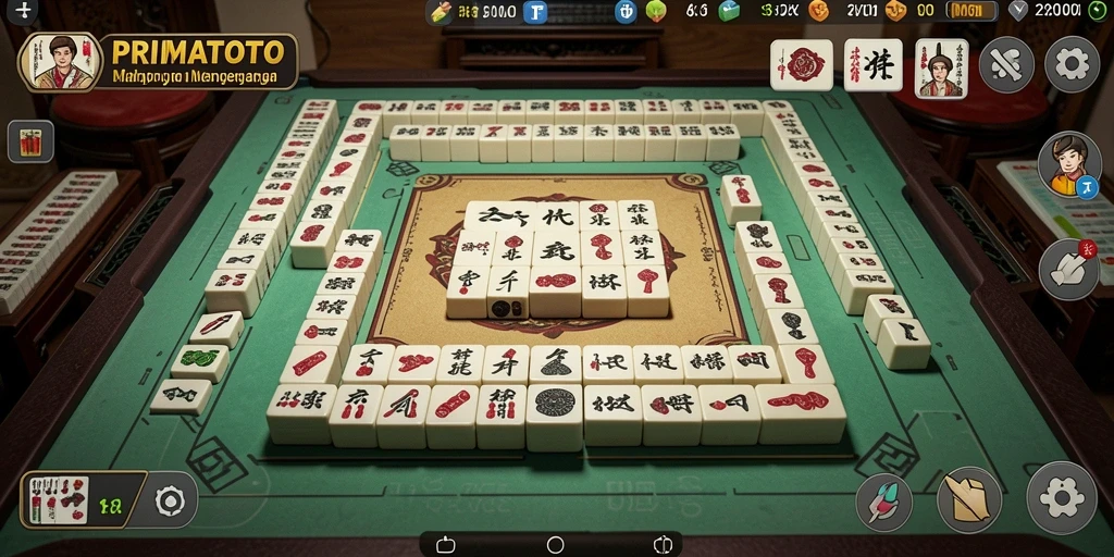 Screenshot gameplay PRIMATOTO yang menampilkan ubin Mahjong.