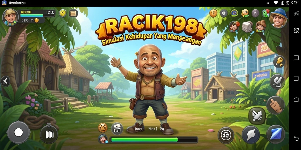 Screenshot gameplay RACIK198 menunjukkan karakter yang berinteraksi di dunia simulasi.