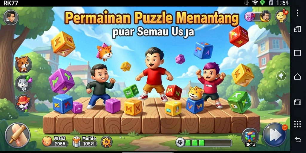 Tampilan permainan RK77 yang menantang dan penuh warna.