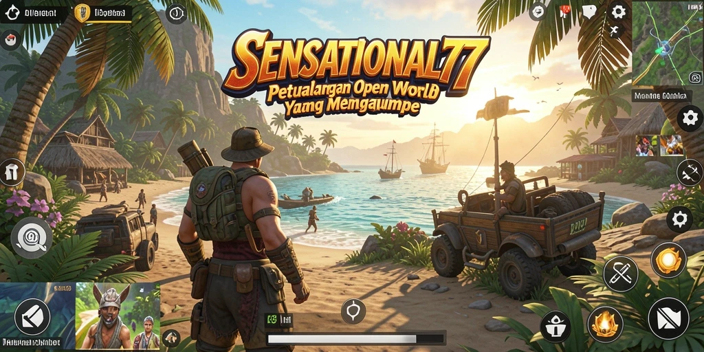 Screenshot SENSATIONAL77 menampilkan dunia Open World yang luas dan indah.