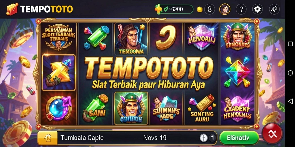 Gameplay seru dan menarik di TEMPOTOTO, menampilkan mesin slot yang beragam.