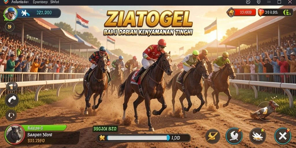 Tampilan gameplay ZIATOGEL dengan aksi balapan yang mendebarkan.